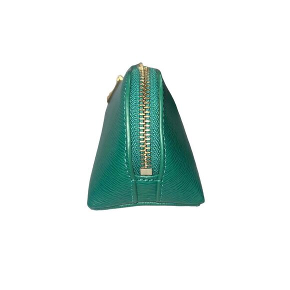 EUC Ralph Lauren Womens Green Textured Zippered Rectangular Cosmetic Pouch - Picture 6 of 9